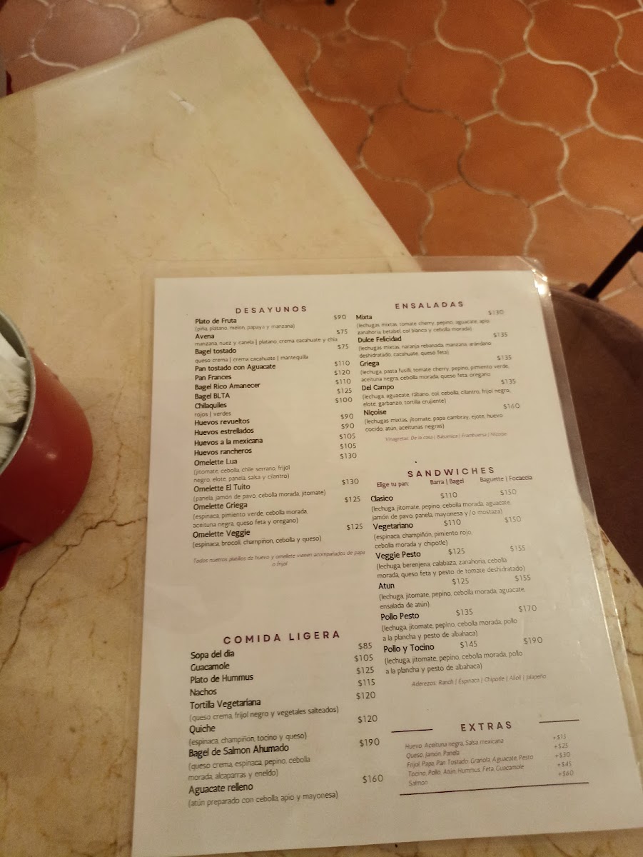 A Page In The Sun Menu - Image 1